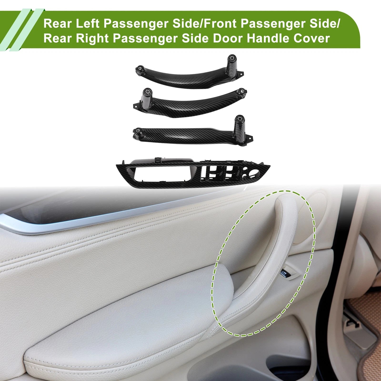 Door Handle Pull Trim Cover for BMW X5 E70 (2007–2013) Carbon Fiber Black