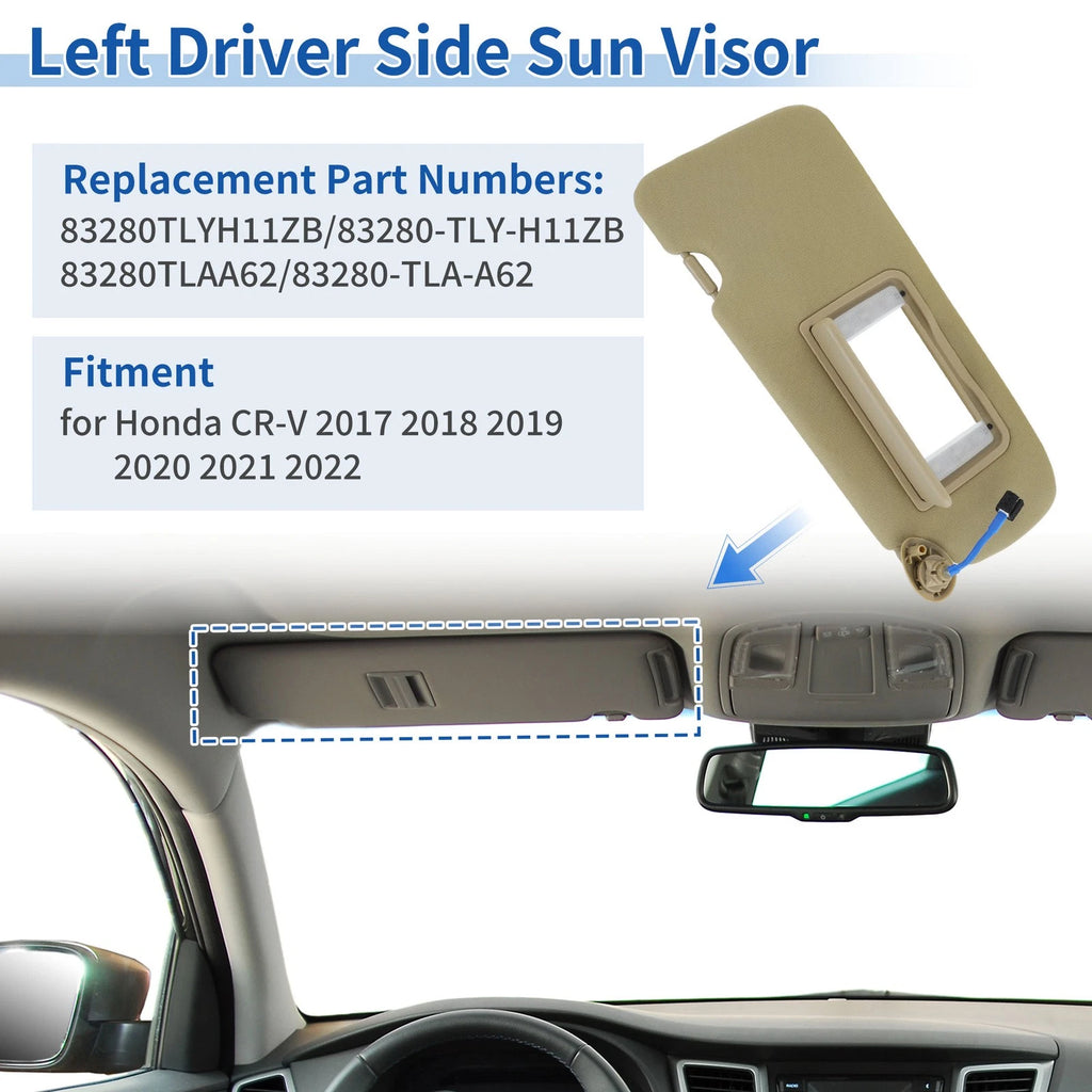Left Side Sun Visor Replacement for Honda CR-V 2017-2022 Beige Beige