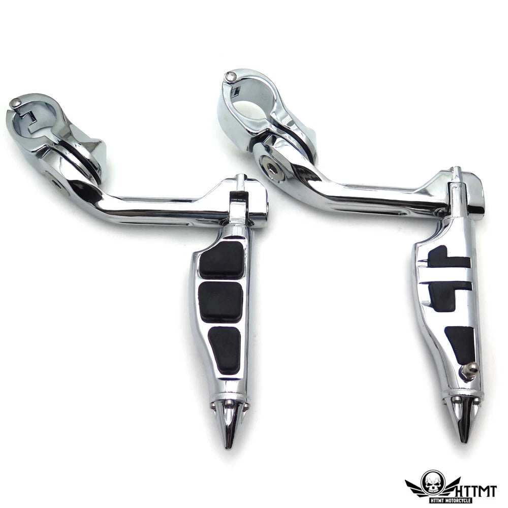 Chrome 5" Highway Foot Peg Kit for Yamaha V-Star & Harley Touring (1.25")