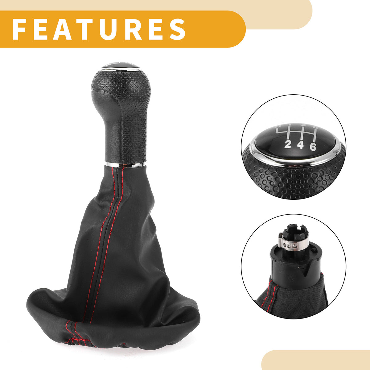 6 Speed Gear Shift Knob with Cover Replacement for Volkswagen Polo Classic (1996–2001)