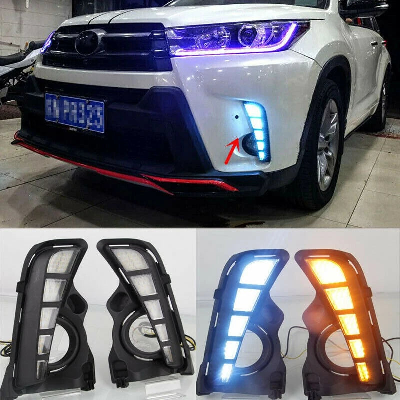 LED Daytime Running Light Fog Light with Turn Signal for Toyota Highlander (2017–2019)