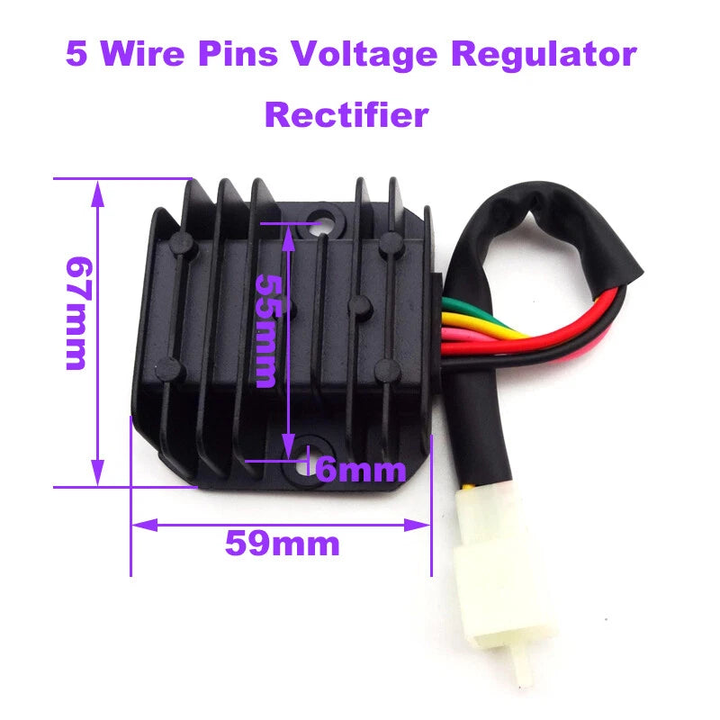 5 Wire Pins Voltage Regulator Rectifier for GY6 50cc-150cc (2000-2023)