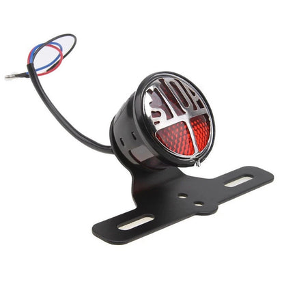 Round Stop Vintage License Plate Mount Brake Light for Harley Bobber Chopper
