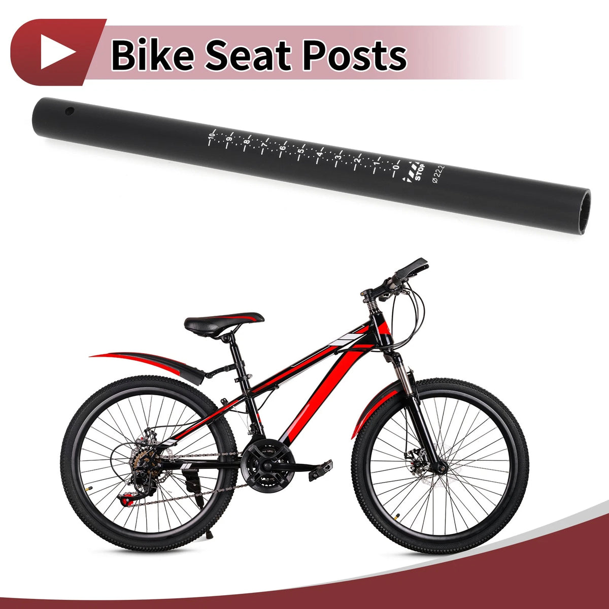Seat Post for Bike 22.2x300mm Durable Carbon Fiber Matte Black (2005–2015)