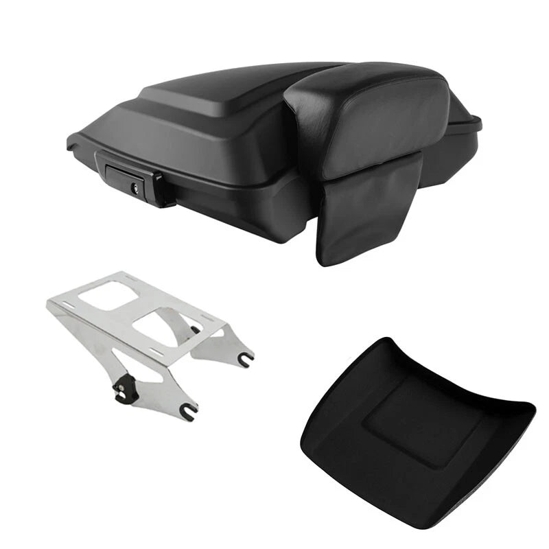 Matte Black Razor Trunk Backrest Pad Mount Rack for Harley Road Glide (2014–2026)
