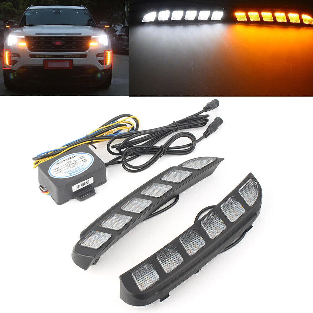2X LED Daytime Running Lights Signal Lamp for Ford Explorer (2016–2017)