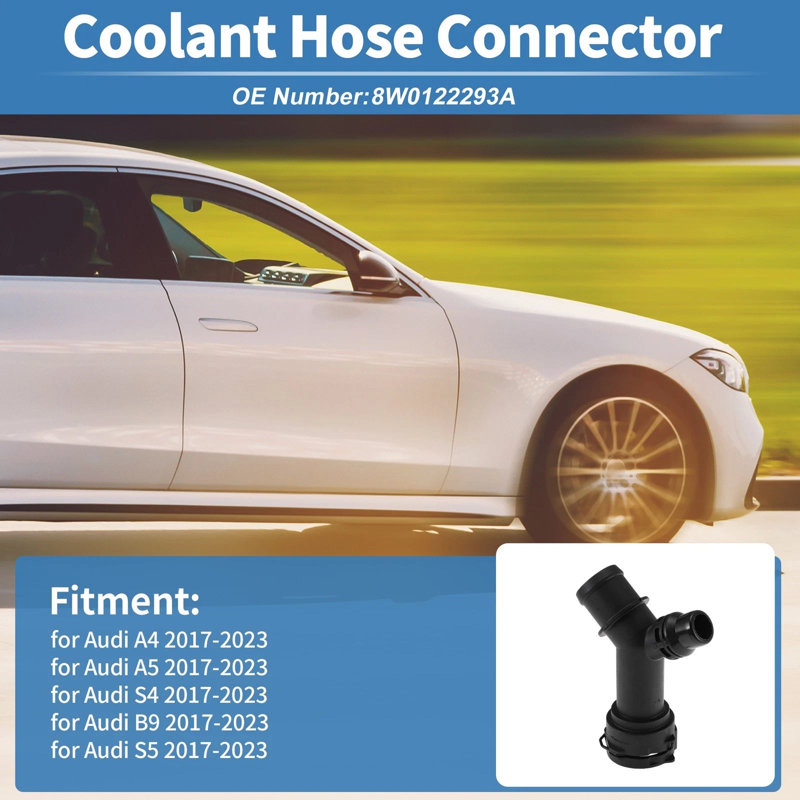 Engine Coolant Hose Connector for Audi A4 2017–2023 Plastic Replacement