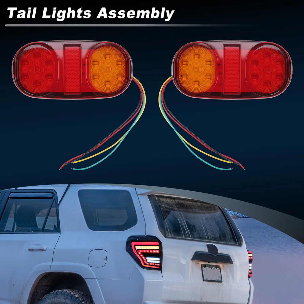 Set of 2 Rear Lights for (12V, ABS, Yellow Red)
