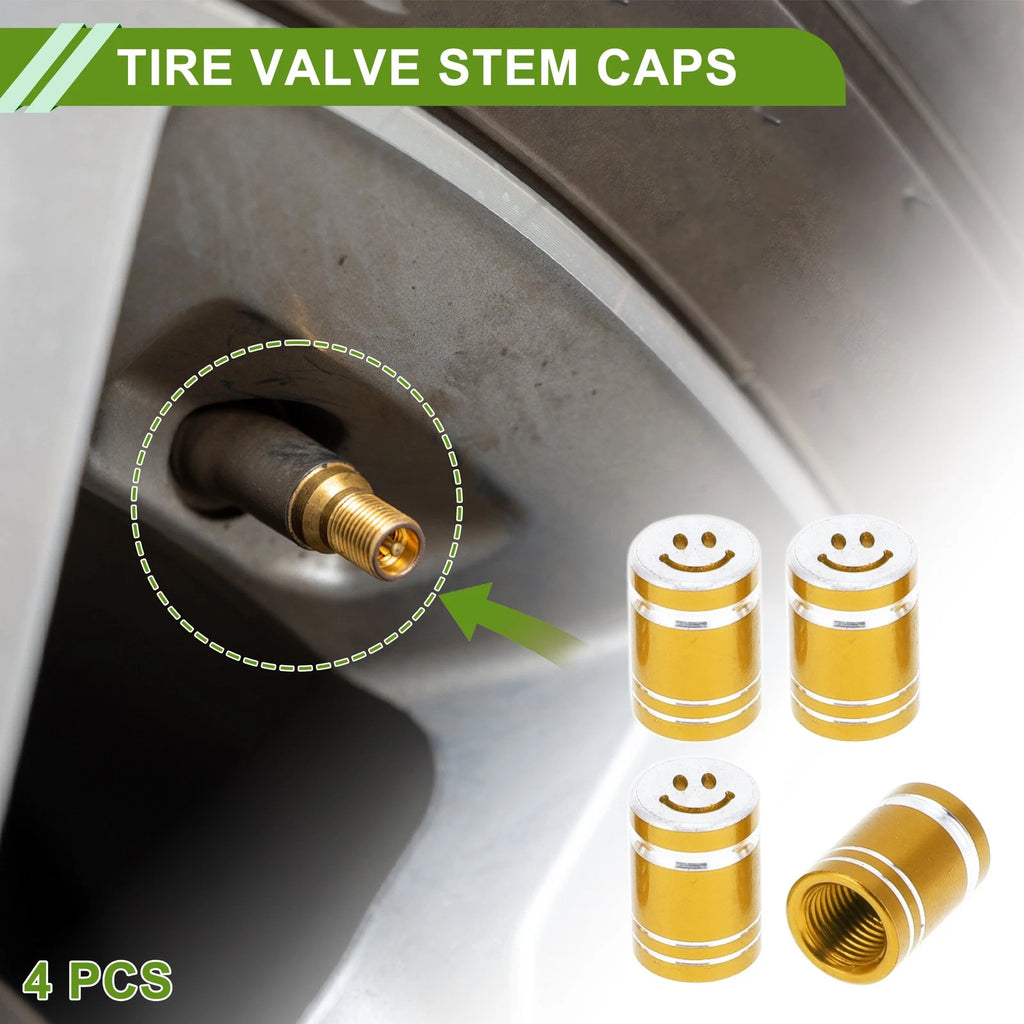 Tire Valve Stem Caps Gold Tone Replacement for Bicycle Tire 4 Pack (4)