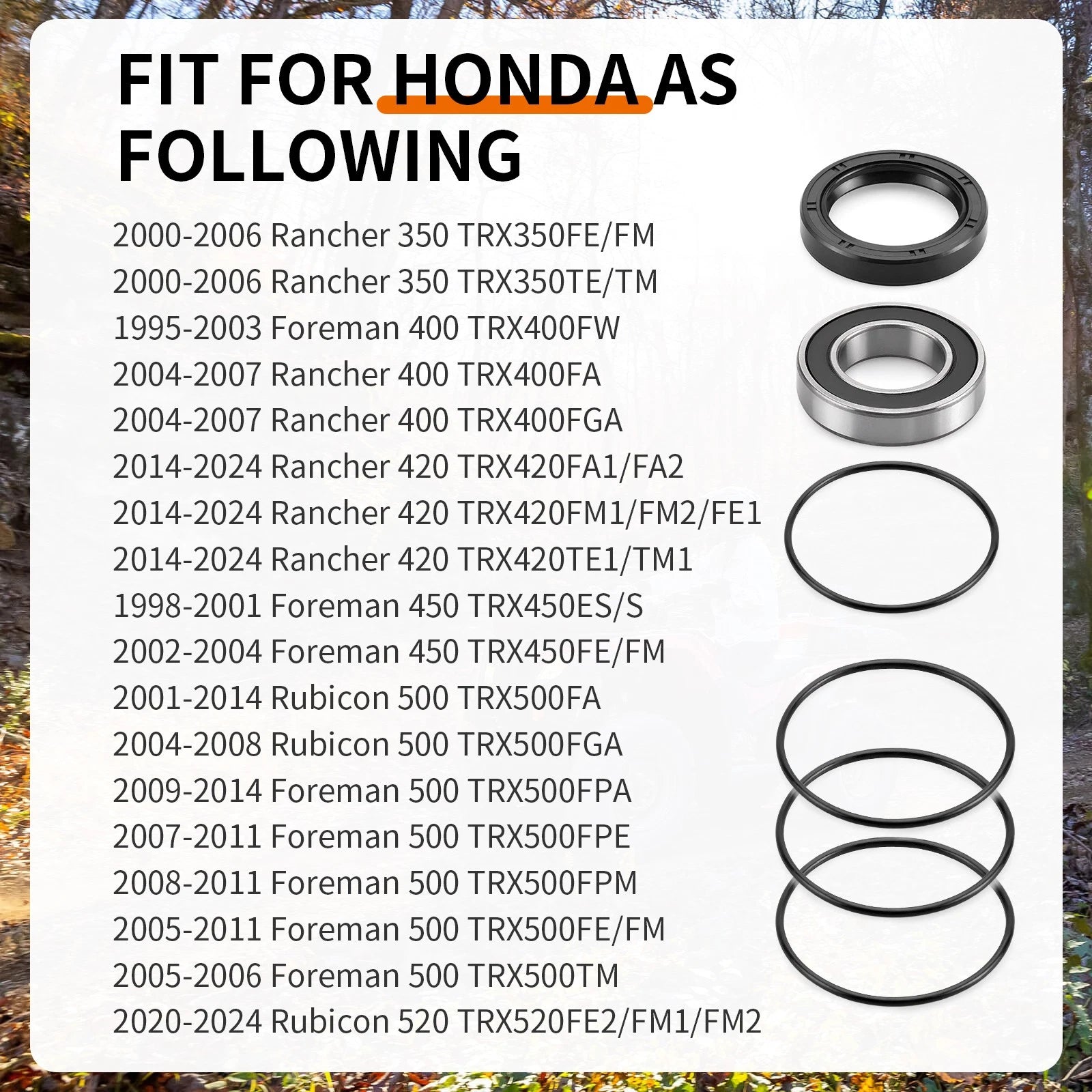 Rear Left Axle Wheel Bearing Seal for Honda Rancher 400 TRX400FA TRX400FGA (2004–2007)