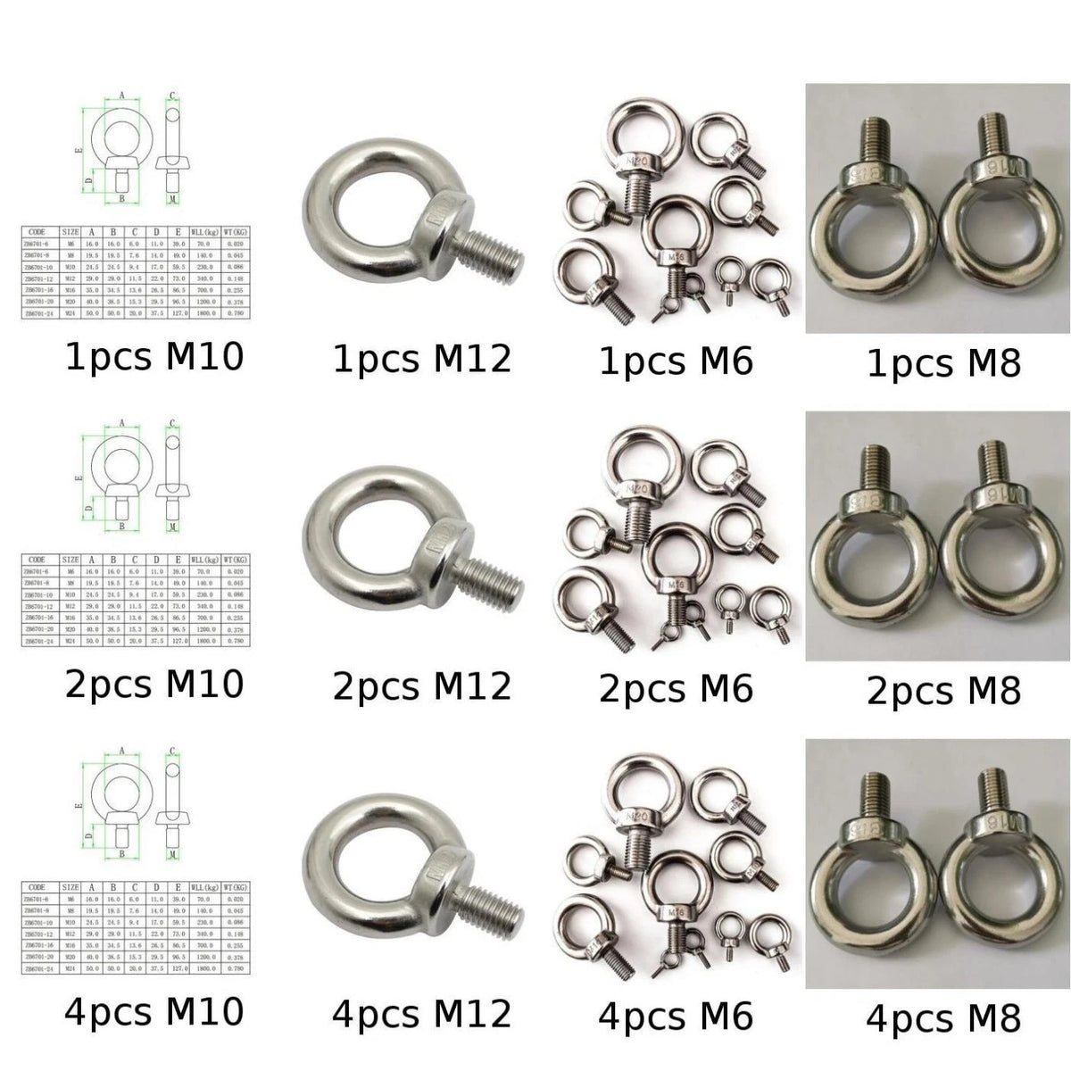 Lifting Eye Bolt M6 for A4 (316 Marine Stainless Steel) (39mm Height)