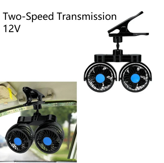Variable Speed Dual Head Clip Fan for Car RV SUV Truck Air Circulation