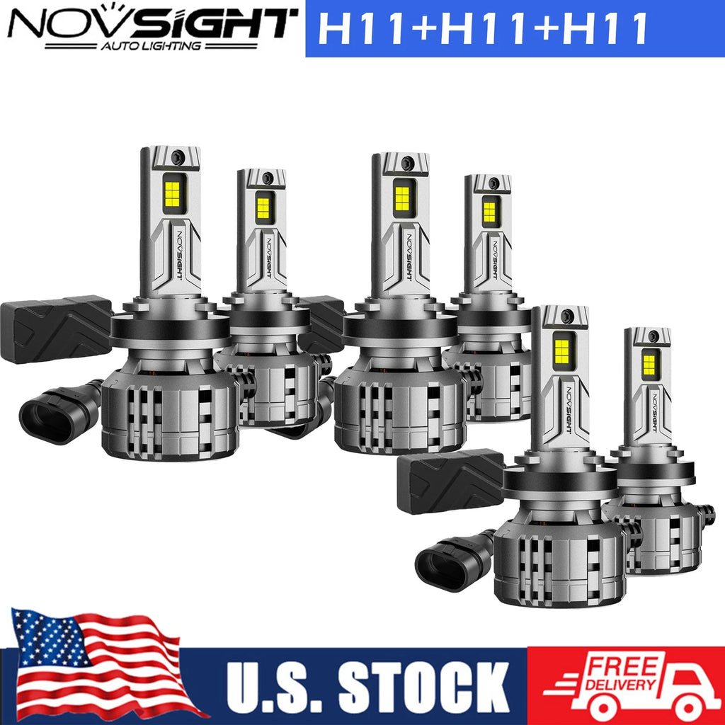 6X H11 LED Headlight Bulbs for H11 (6500K)