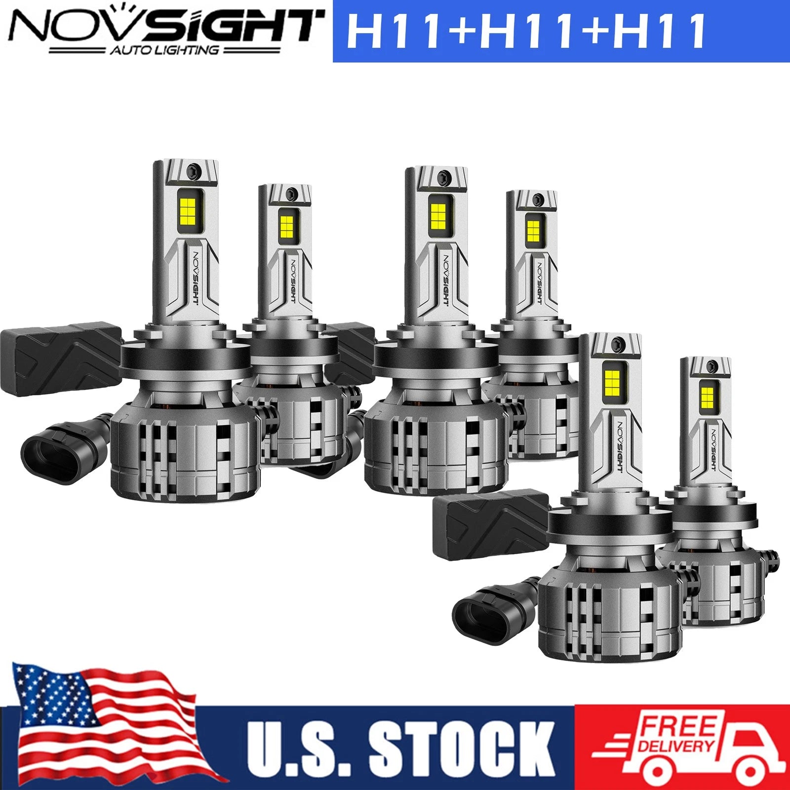 6X H11 LED Headlight Bulbs for H11 (6500K)