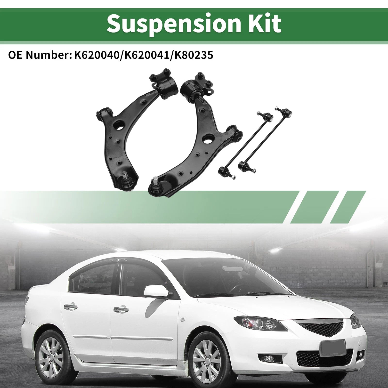 4 Pcs Front Lower Control Arms Replacement for Mazda 3 (2004–2009)