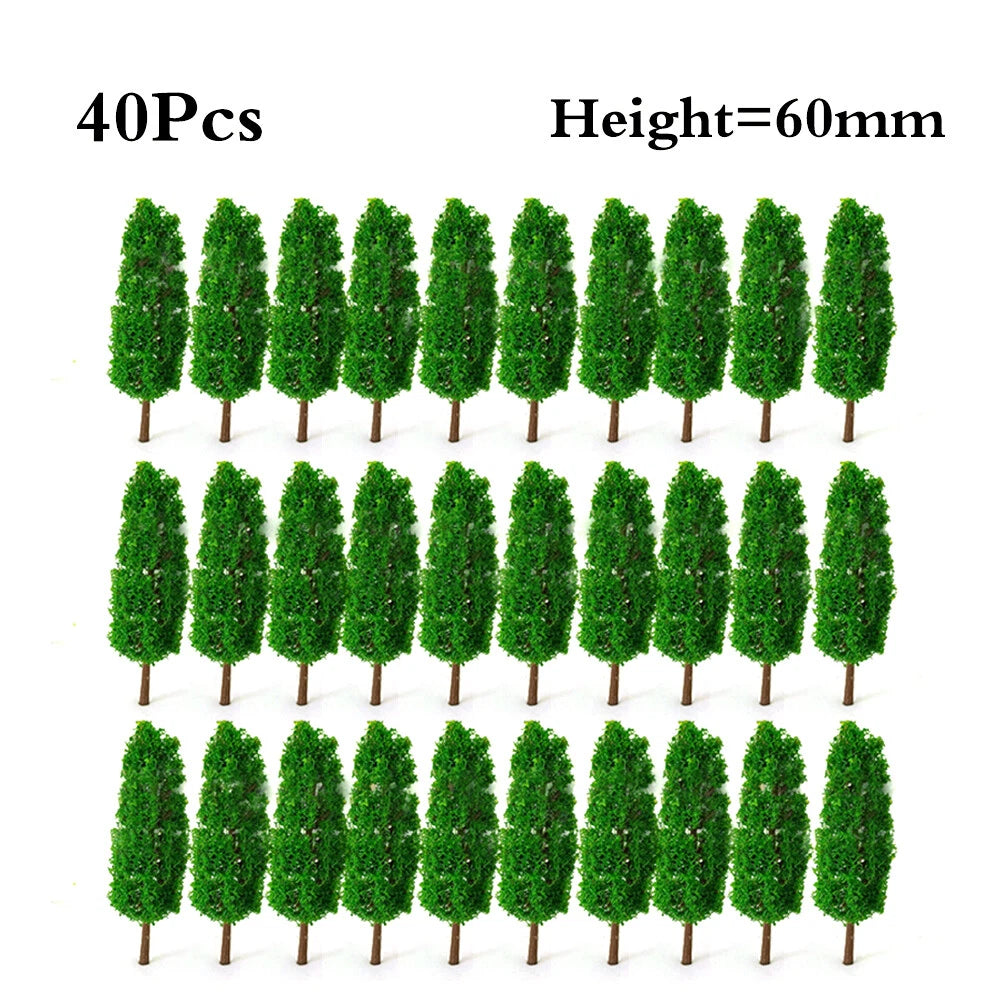 40 Pcs 6cm Model Trees for HO OO Scale Train Railroad Layout