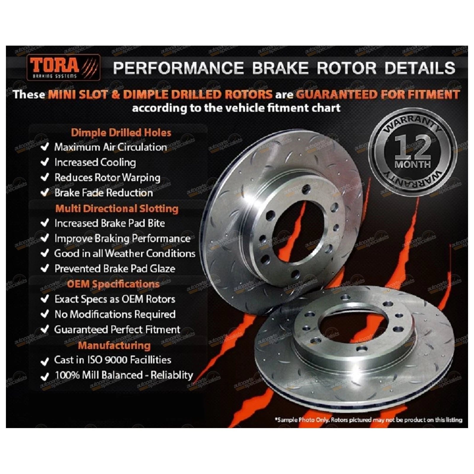 Front & Rear Slotted Disc Rotor + Brake Pad Kit for Commodore VU (2000–2002)