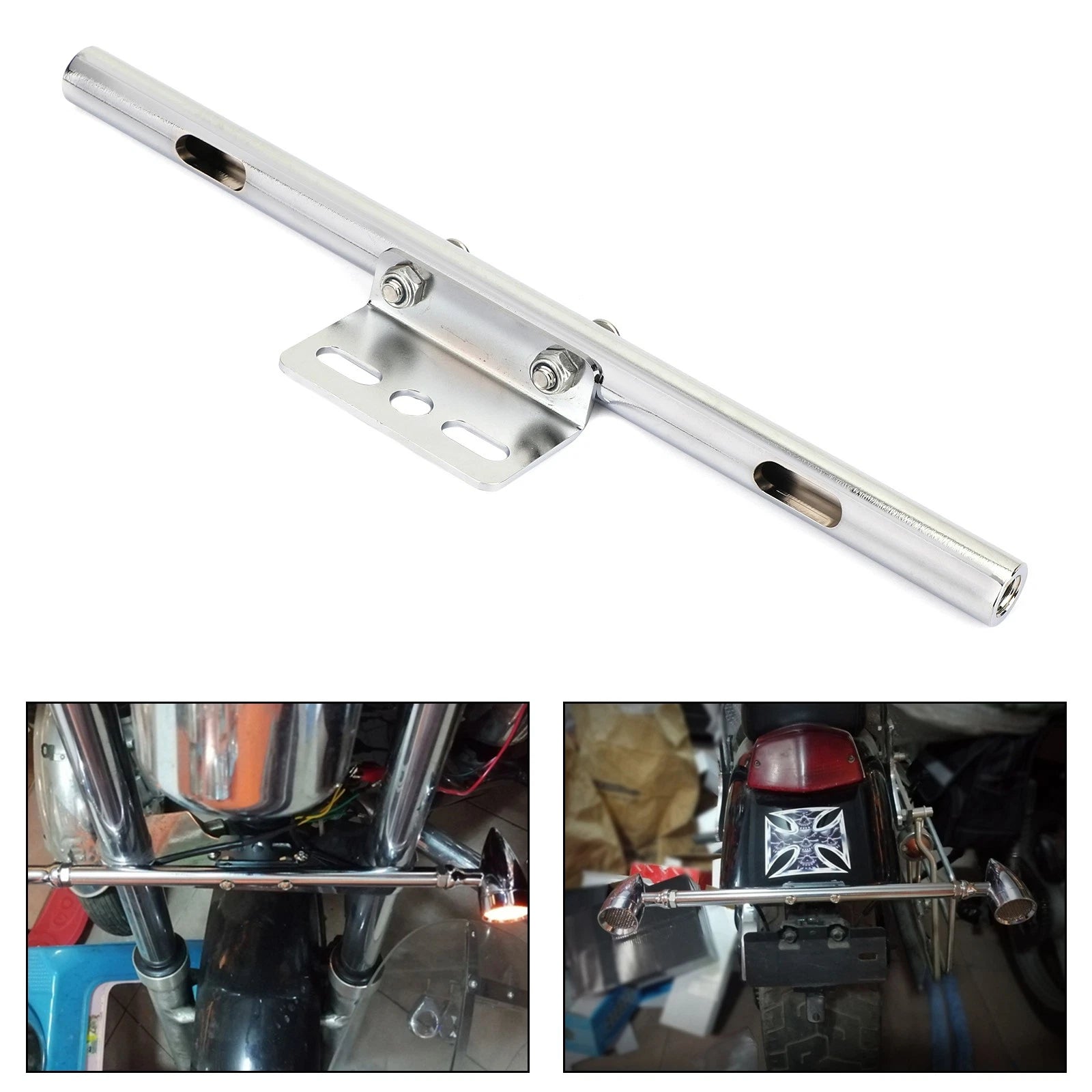 Universal Front Turn Signal Spot Light Bar Mount Bracket Clamp Chrome