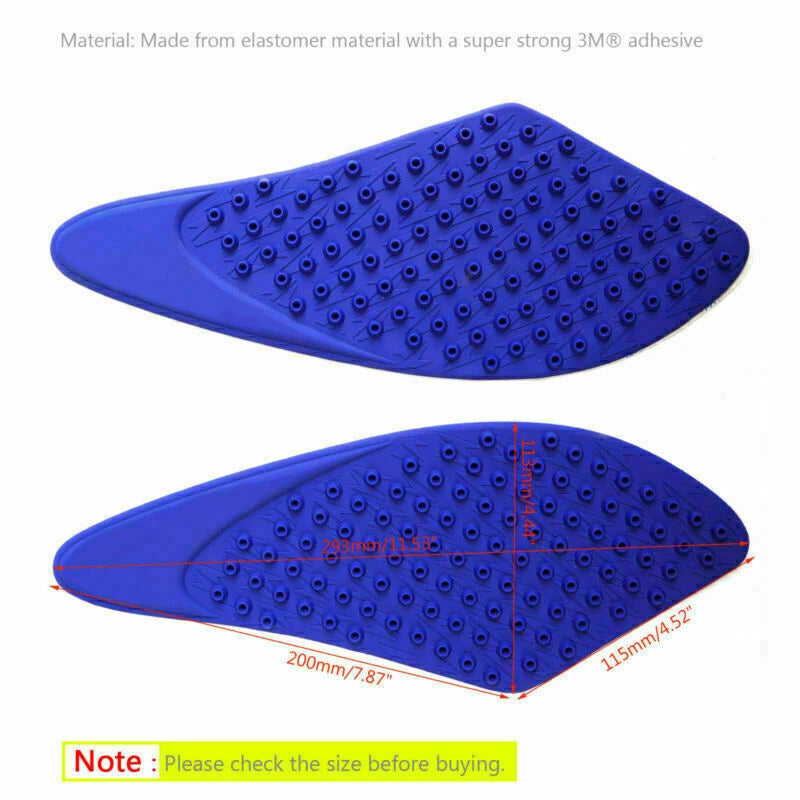 Blue Tank Traction Gas Pad Knee Fuel Side Grips for Kawasaki ZX-6R (2007–2008)