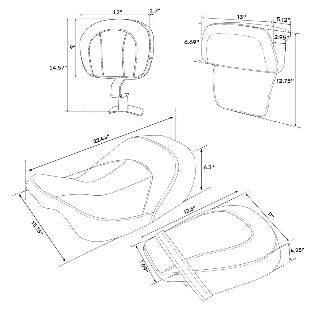 Low-Profile Backrest for Harley Touring Road Glide (2014–2023)