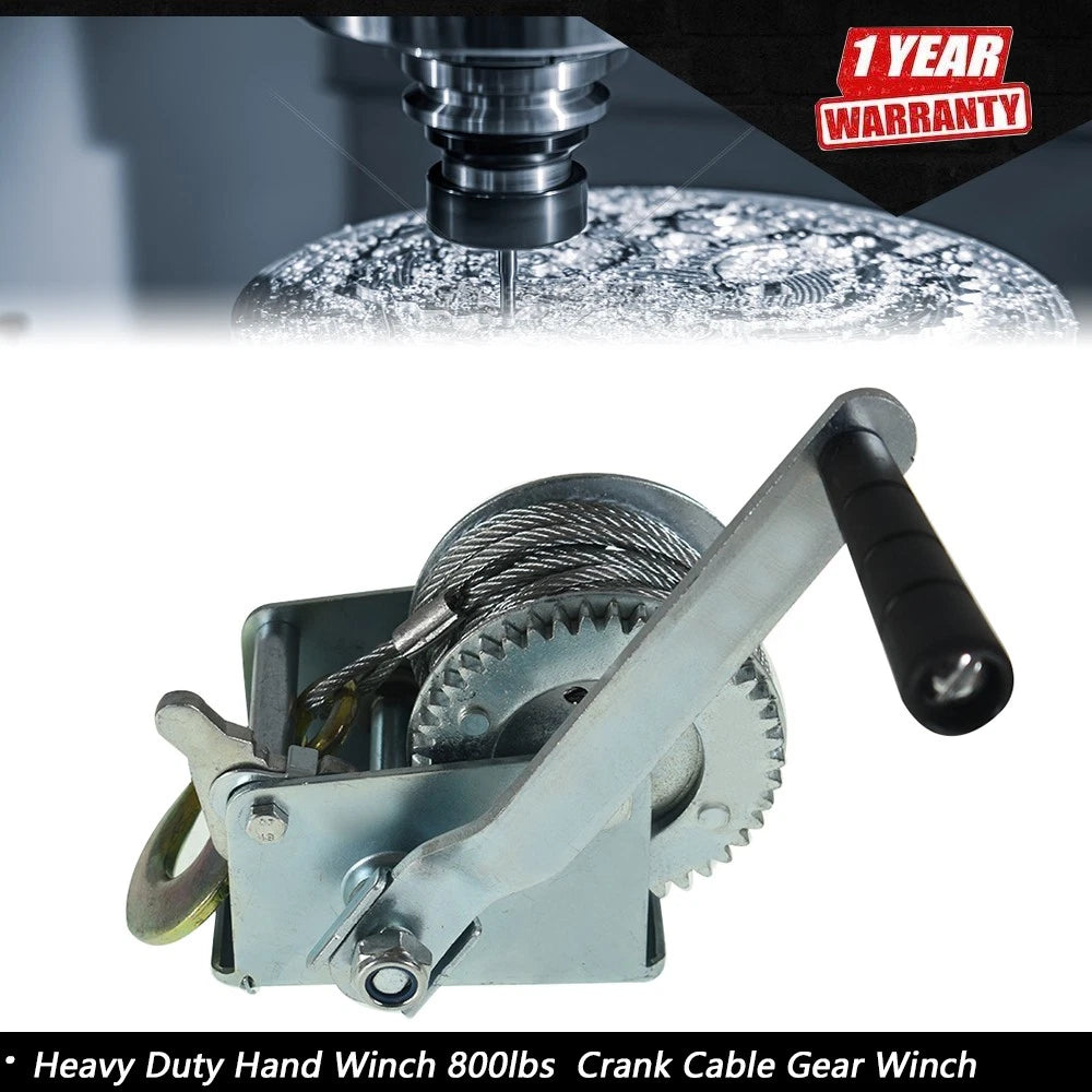 Heavy Duty Hand Winch 800lbs with 13FT Cable for