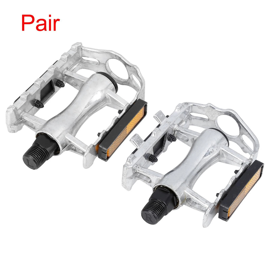 Bicycle Pedals Silver Tone Aluminum Alloy Pair for Cycling (Universal)