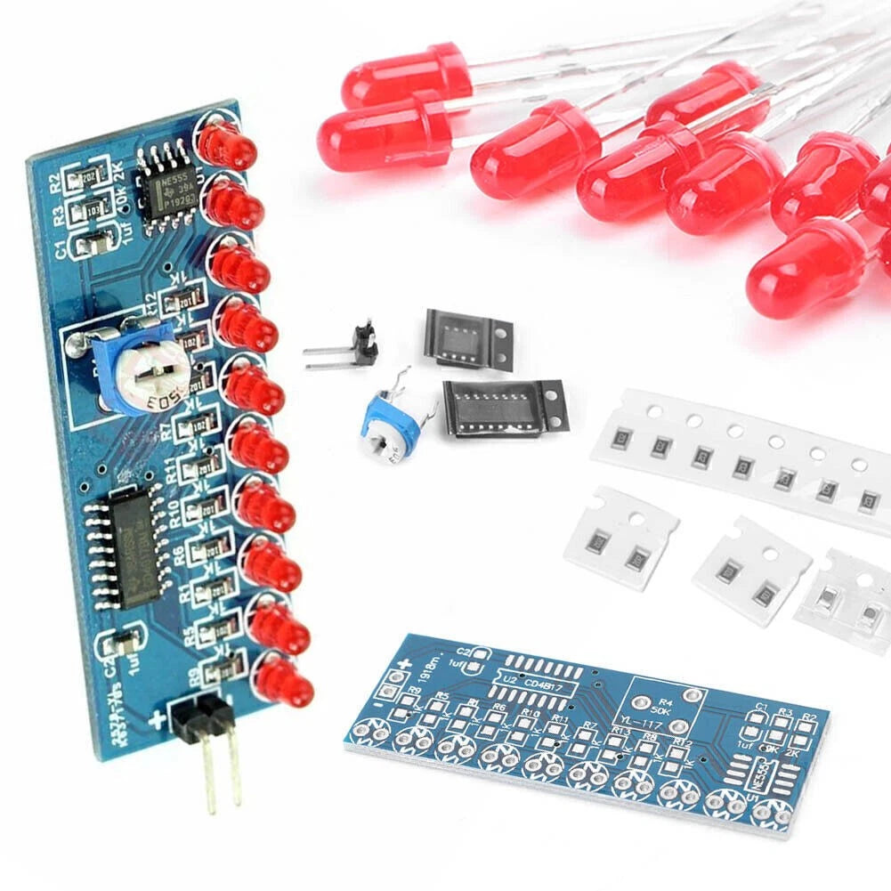 LED Flow Light Kit for NE555 + CD4017 (DIY)