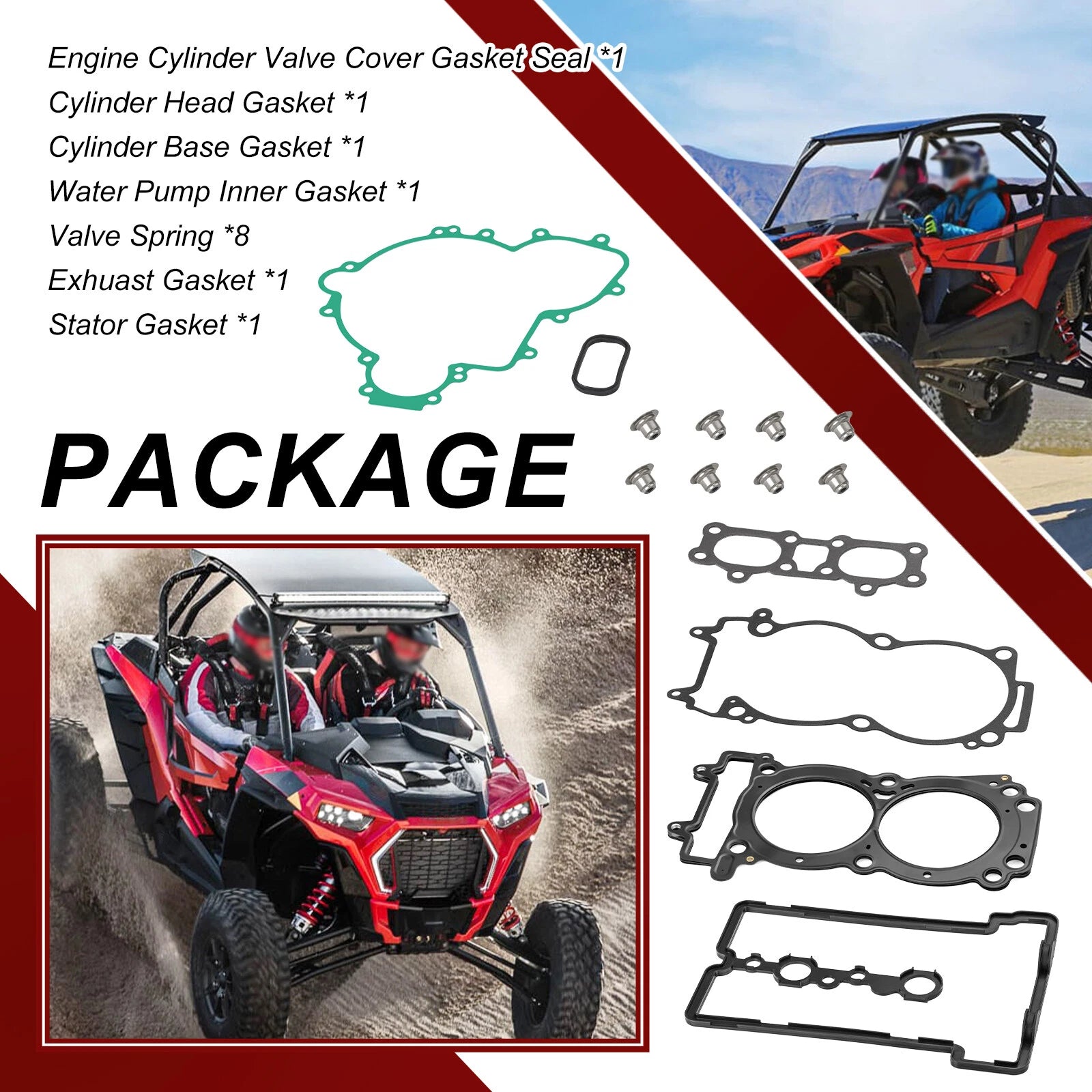Complete Engine Gasket Rebuild Kit w/ Seal for Polaris RZR Turbo XP 4 S (2017–2021)