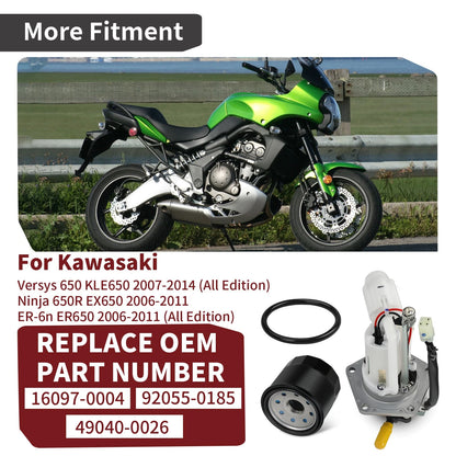 Fuel Pump Assembly w/ O-Ring + Oil Filter for Kawasaki Versys 650 (2007–2014)