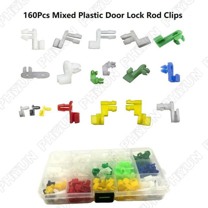 160Pcs Mixed Plastic Door Lock Rod Clips for Universal Applications