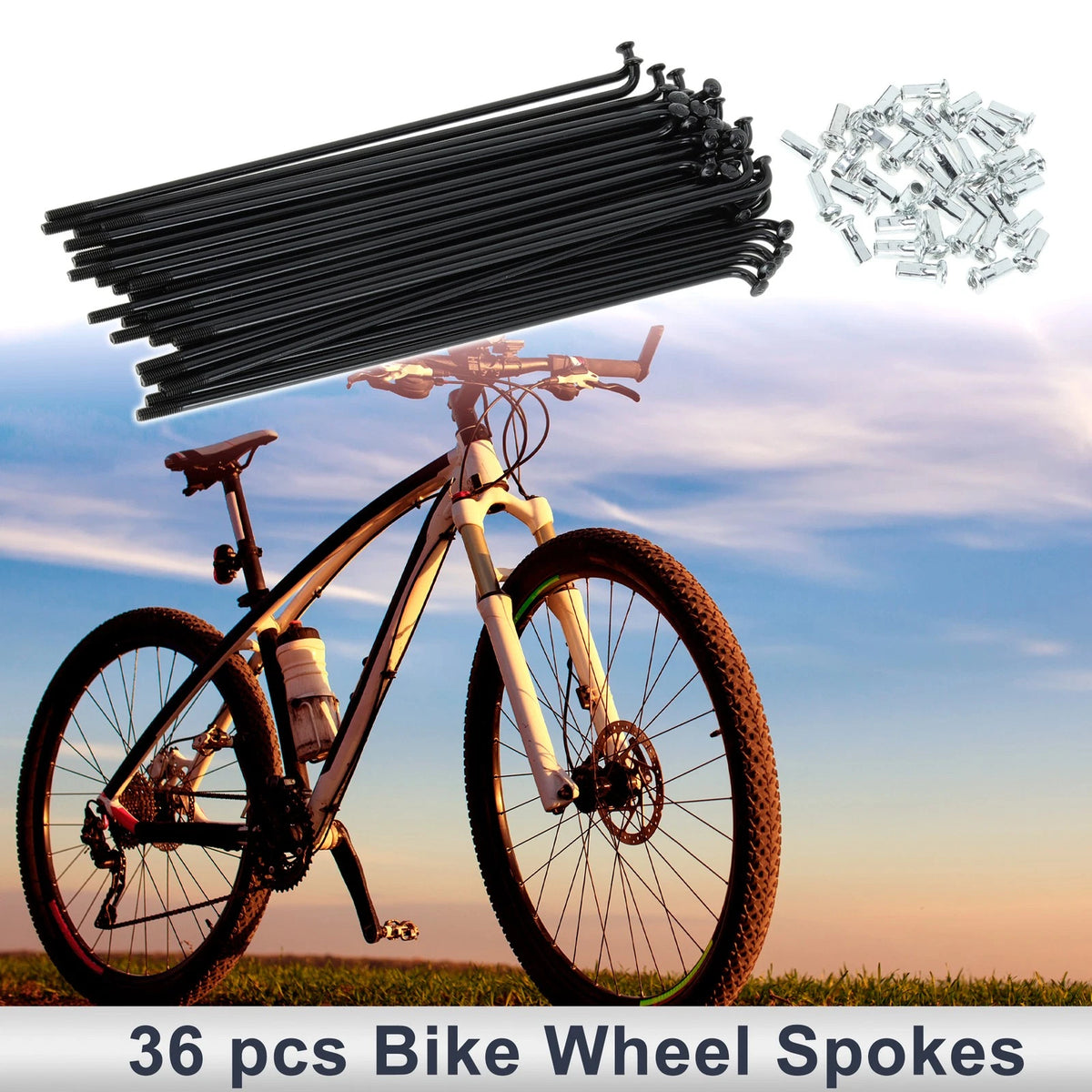 Bicycle Spoke Nipple Set 12G 149mm Carbon Steel Universal (Black)