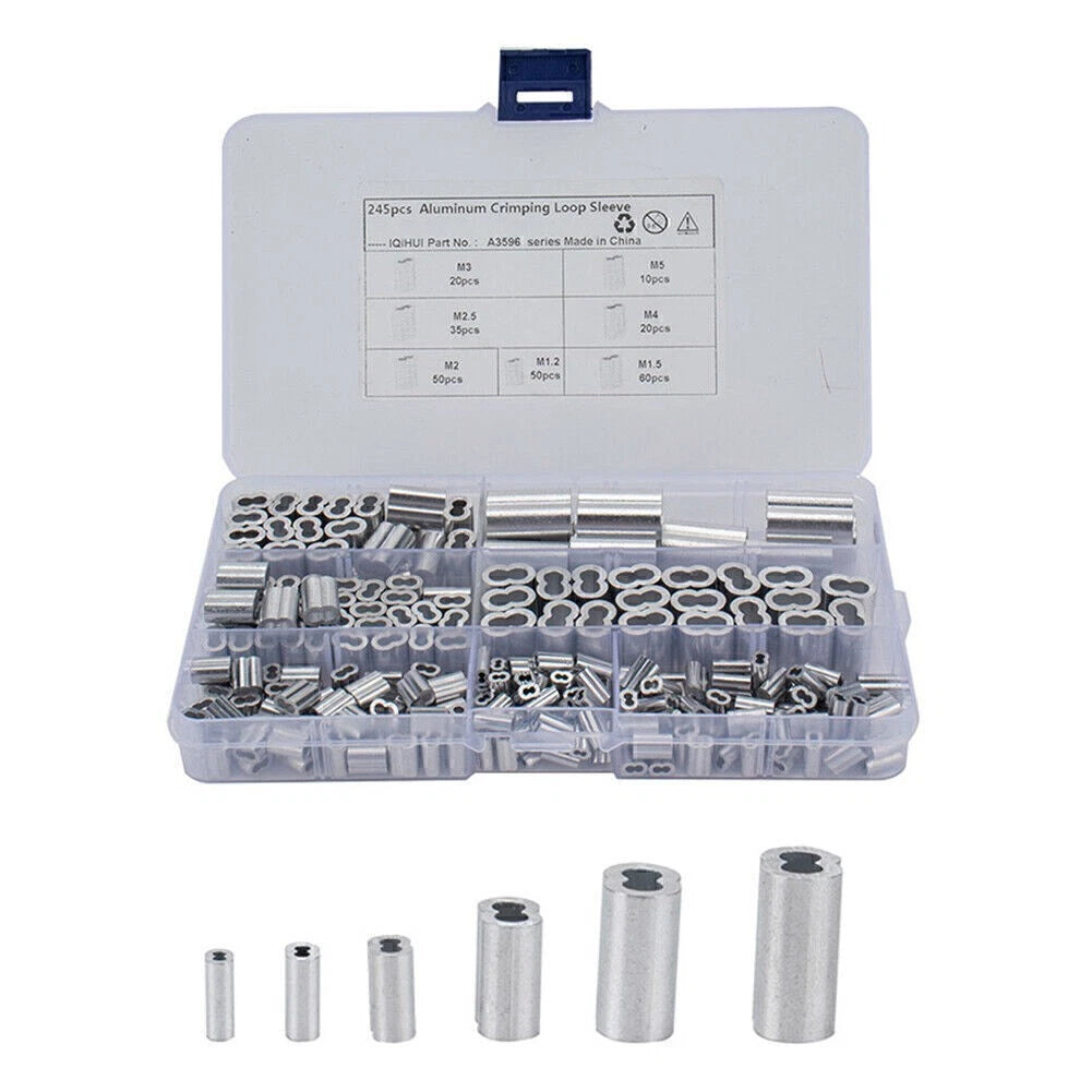 Double Barrel Crimping Loop Kit for Wire Rope and Cable (245 Pcs)
