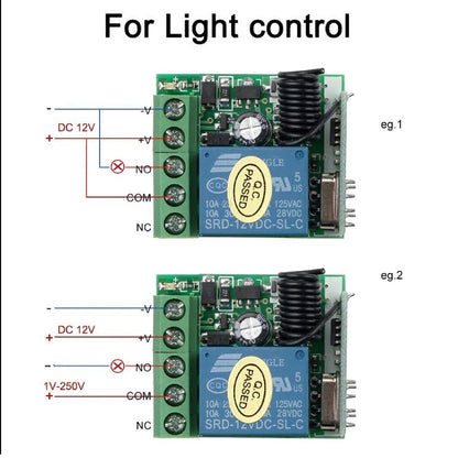 1-Channel Wireless RF Relay for Garage Door Control (12V)