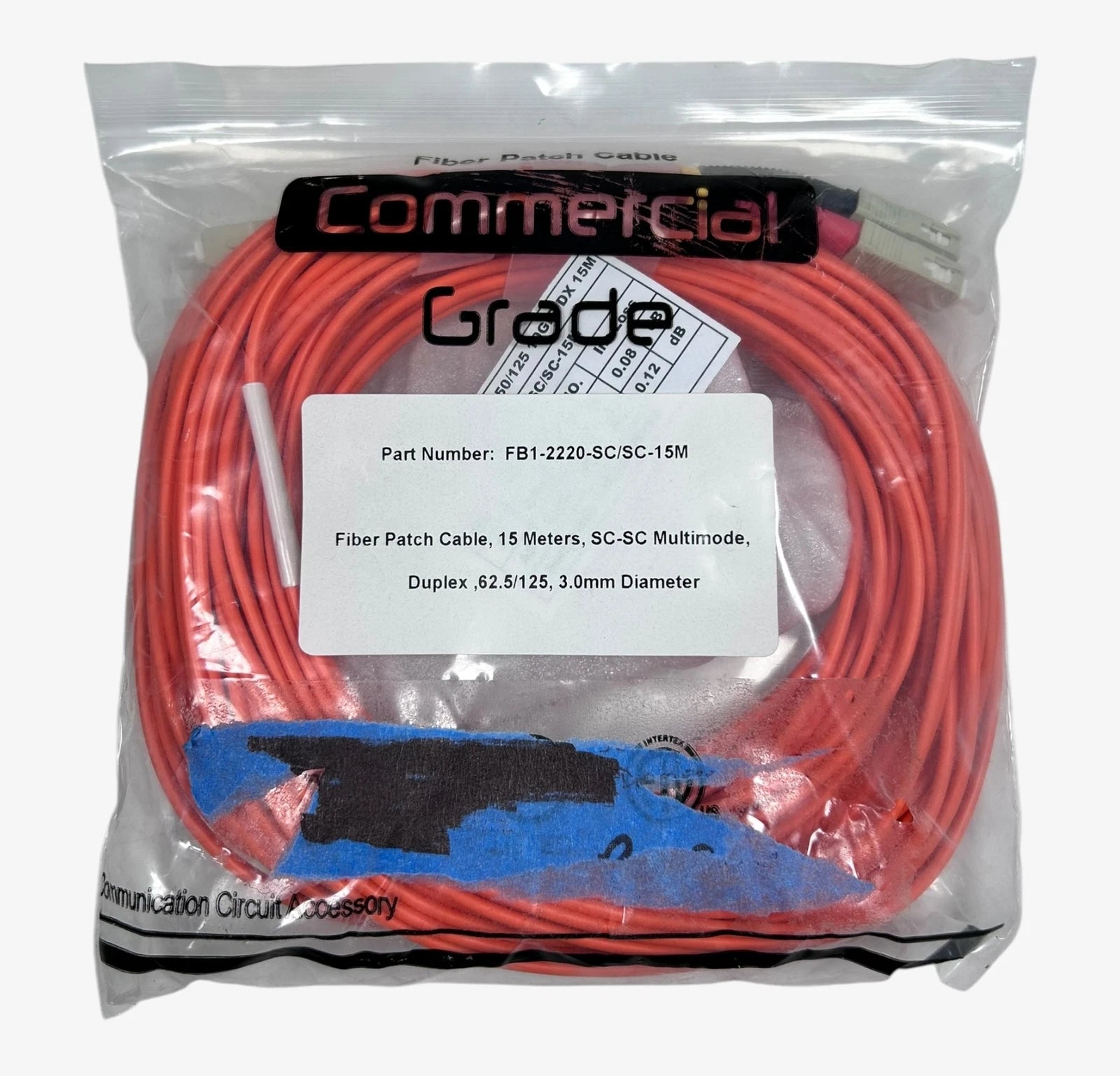 Fiber Patch Cable FB1-2220-SC/SC for Commercial Grade (15M)