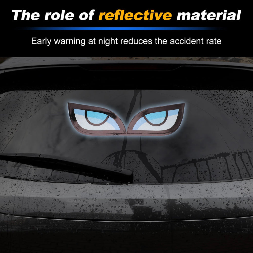 Reflective Bumper Decal for Car (White, Black Square Eye)