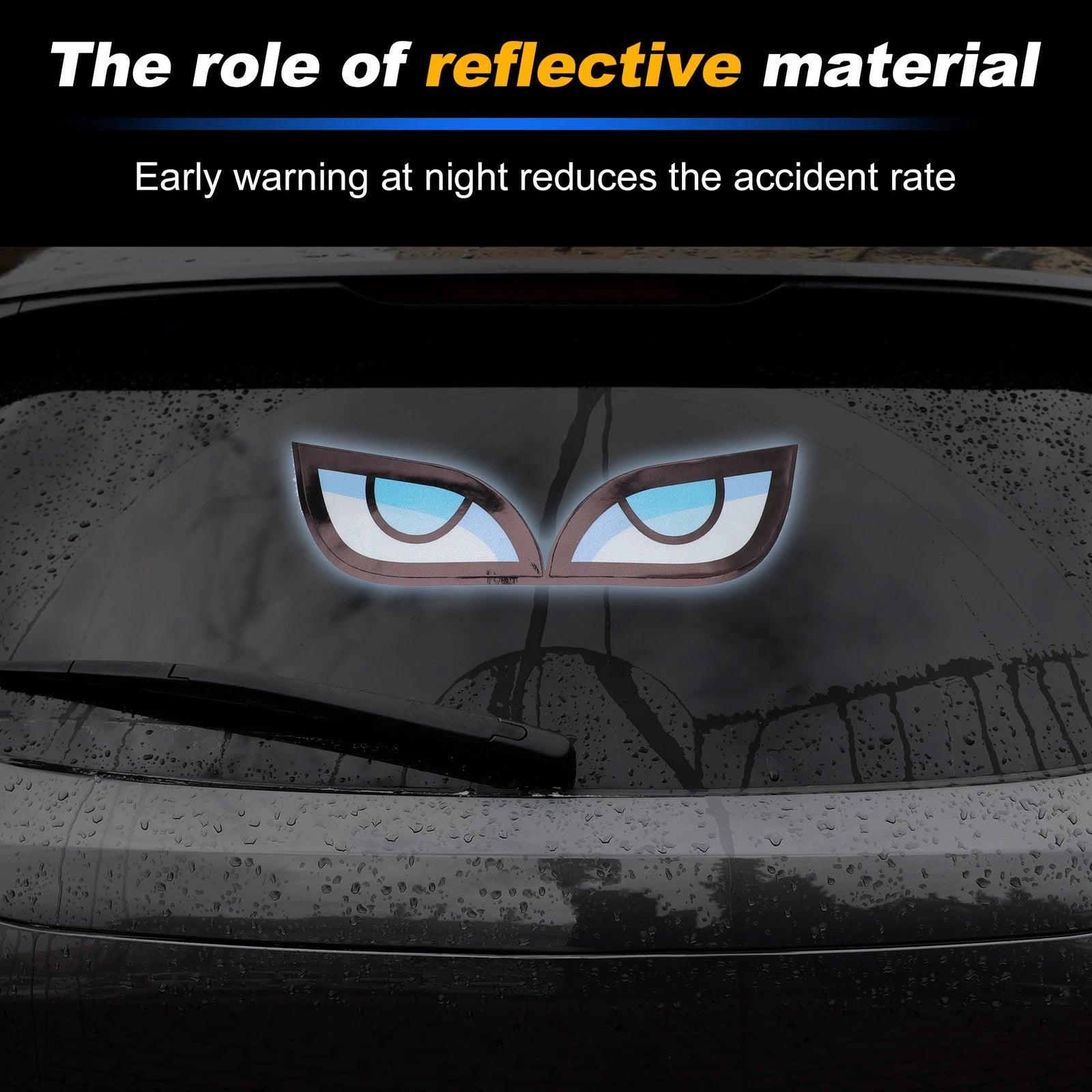 Reflective Bumper Decal for Car (White, Black Square Eye)