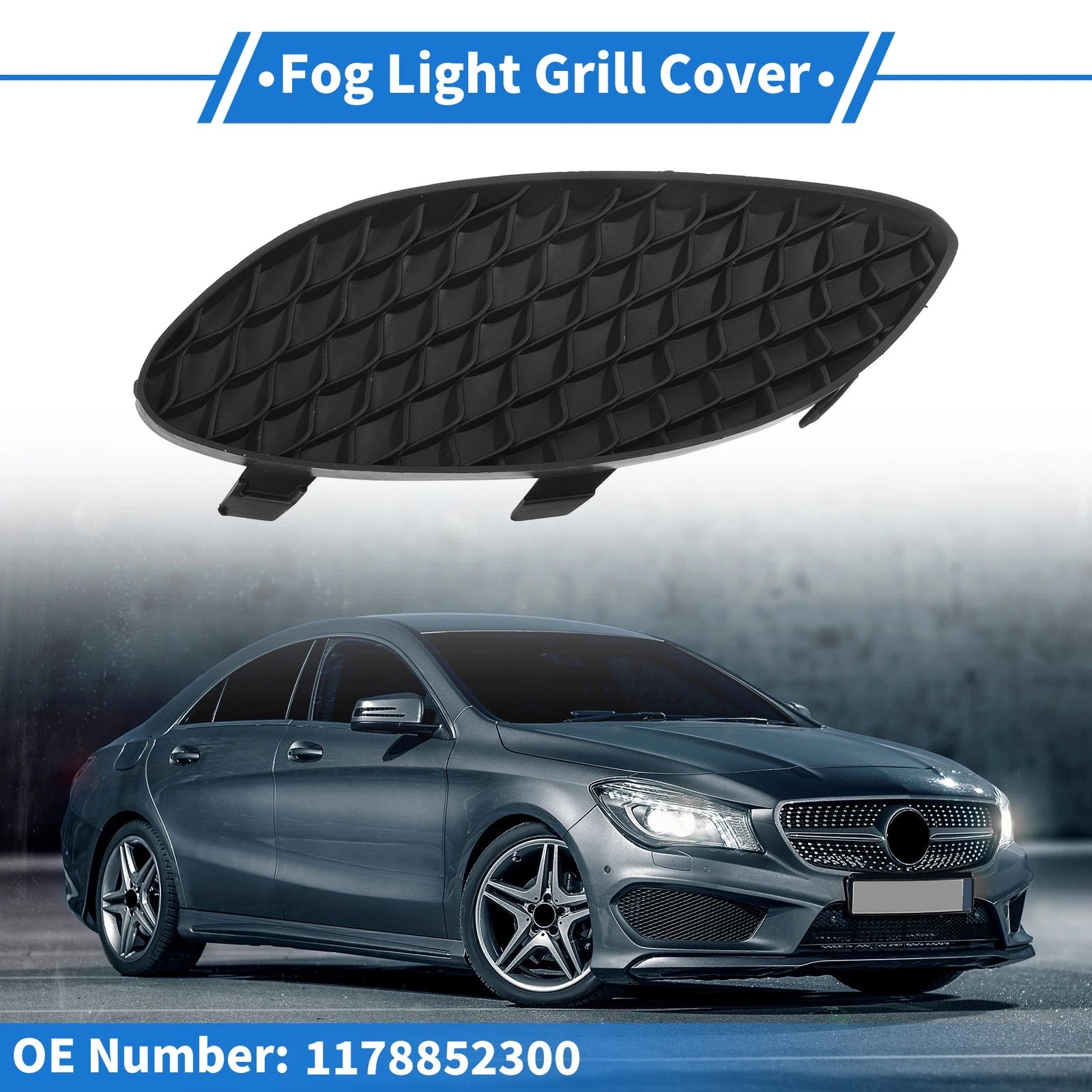 Car Front Left Fog Light Grill Replacement for Mercedes-Benz CLA250 (2014–2019)
