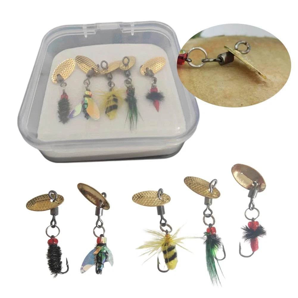 5pcs Assorted Fly Hooks for Bee Midge Pattern Tying (Freshwater, Saltwater)