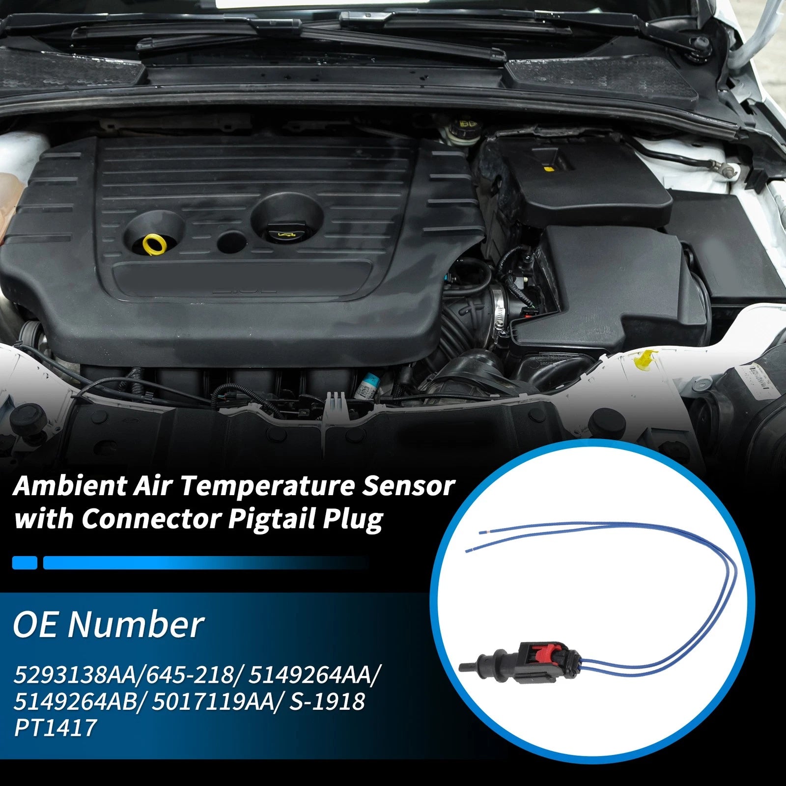 Ambient Air Temperature Sensor with Connector for Jeep Wrangler (2018–2024)