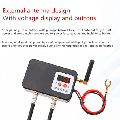 Wireless Car Battery Disconnect CutOff Isolator Master Switche Voltmeter Display