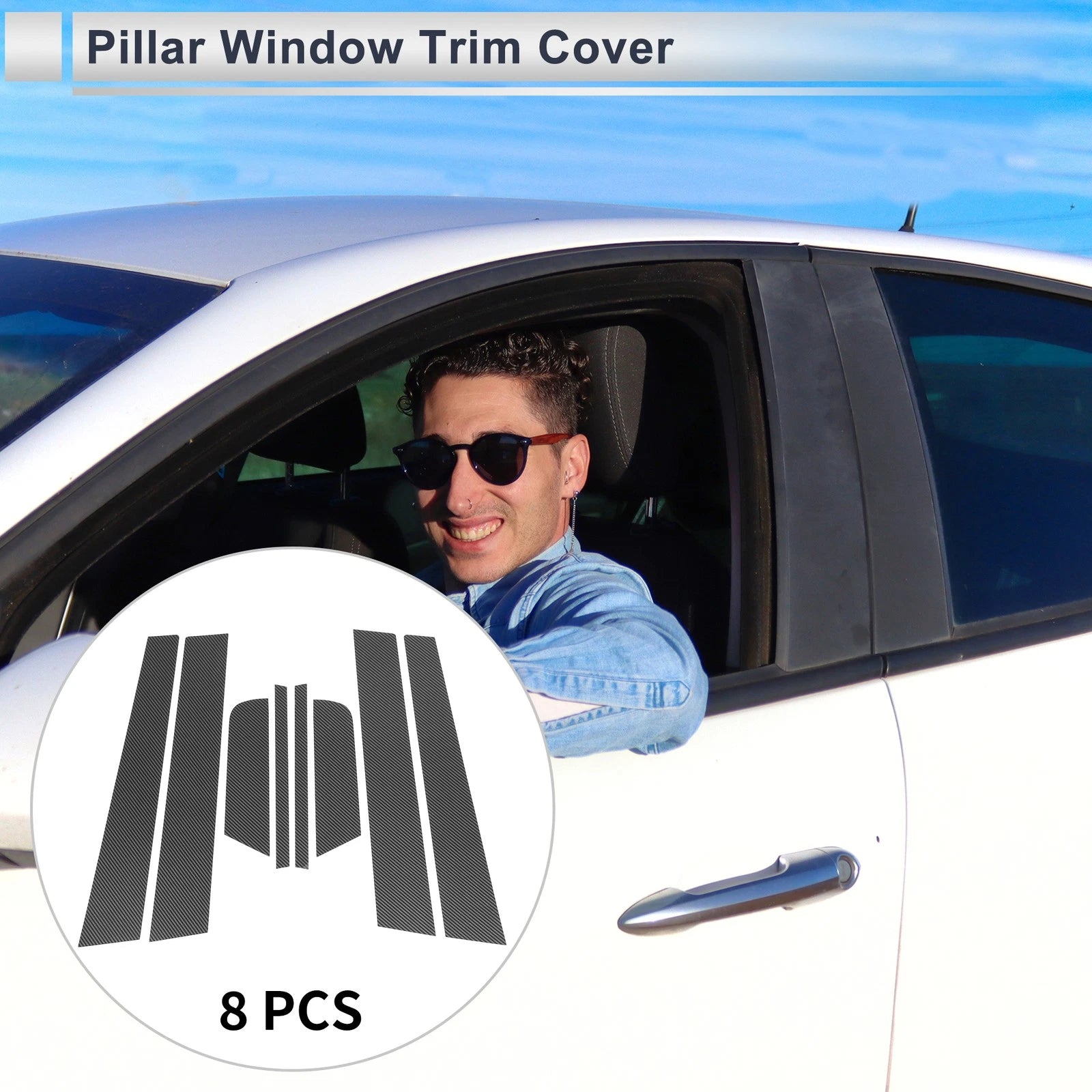 8 Pcs Door Pillar Window Trim Replacement for Mazda 3 Axela (2006–2012)