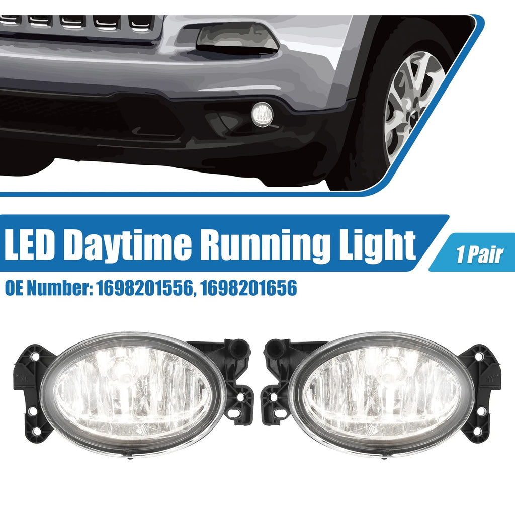 Driving Fog Lights 1 Pair Replacement for Mercedes Aluminum Plastic White (2013–2017)