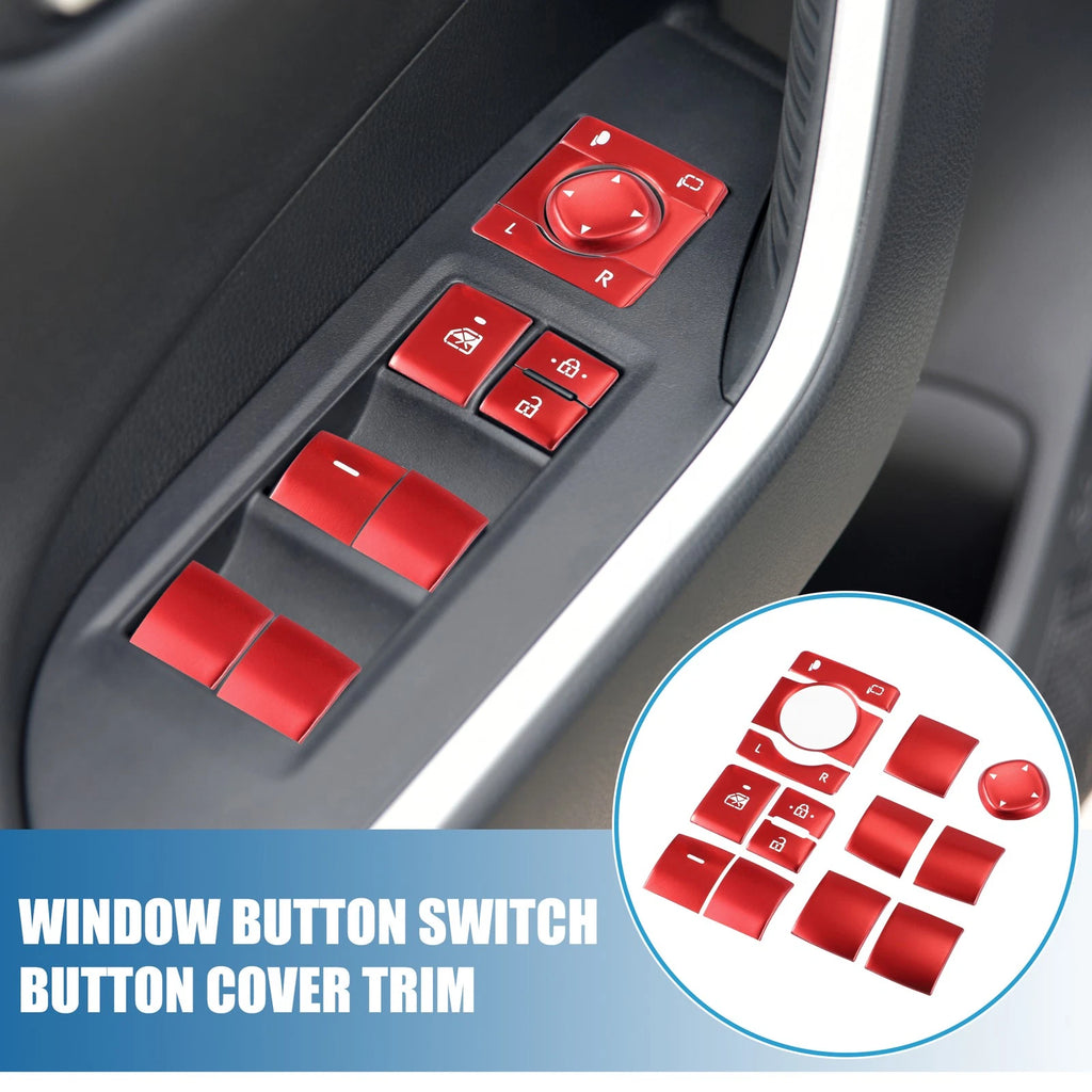 14Pcs Window Switch Button Cover Trim Replacement for Toyota RAV4 (2019–2022)
