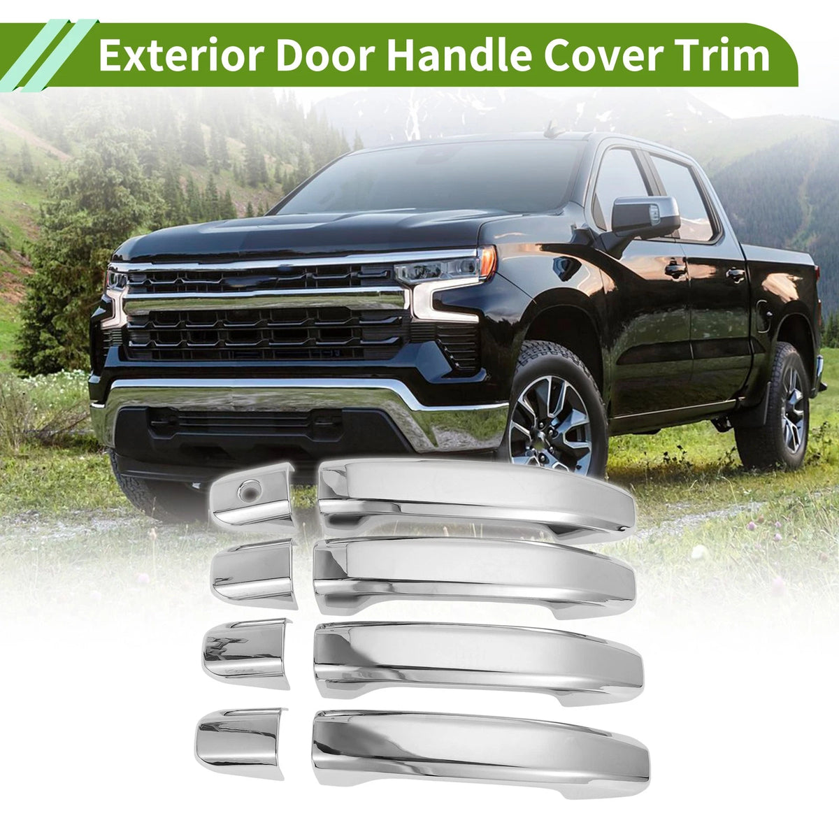 Exterior Door Handle Cover Trim for Chevy Silverado 1500 (2020–2022) ABS 1 Set