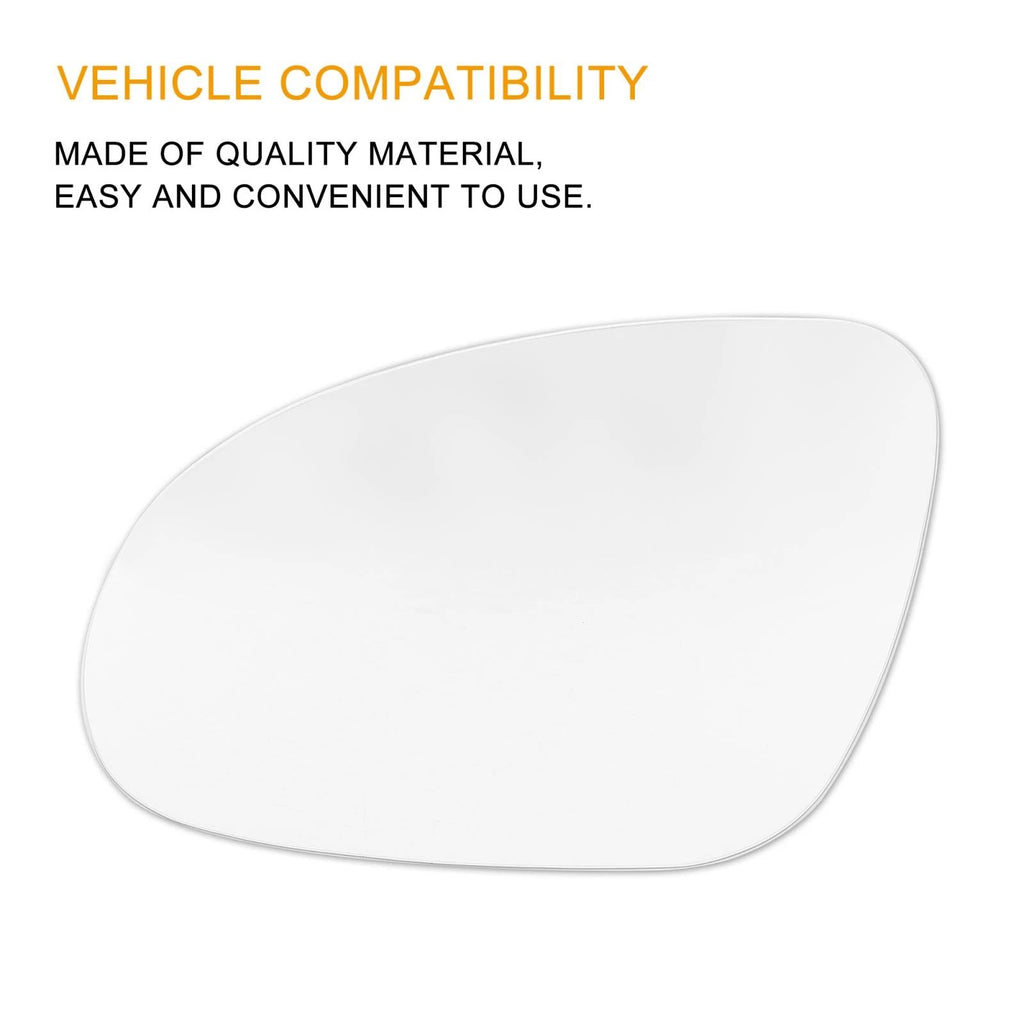 Left Side Rearview Mirror Glass with Adhesive for VW Jetta Passat EOS (2006–2012)
