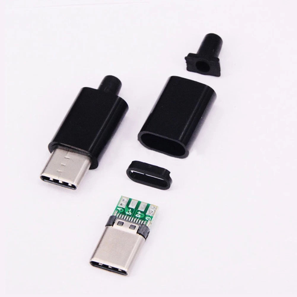 5pcs USB 3.1 Type C Male Plug PCB Board Welding Line with Shell