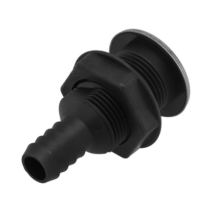 Boat Drain Elbow Thru Hull for Bilge Pump Hose - Black Nylon Stainless Steel