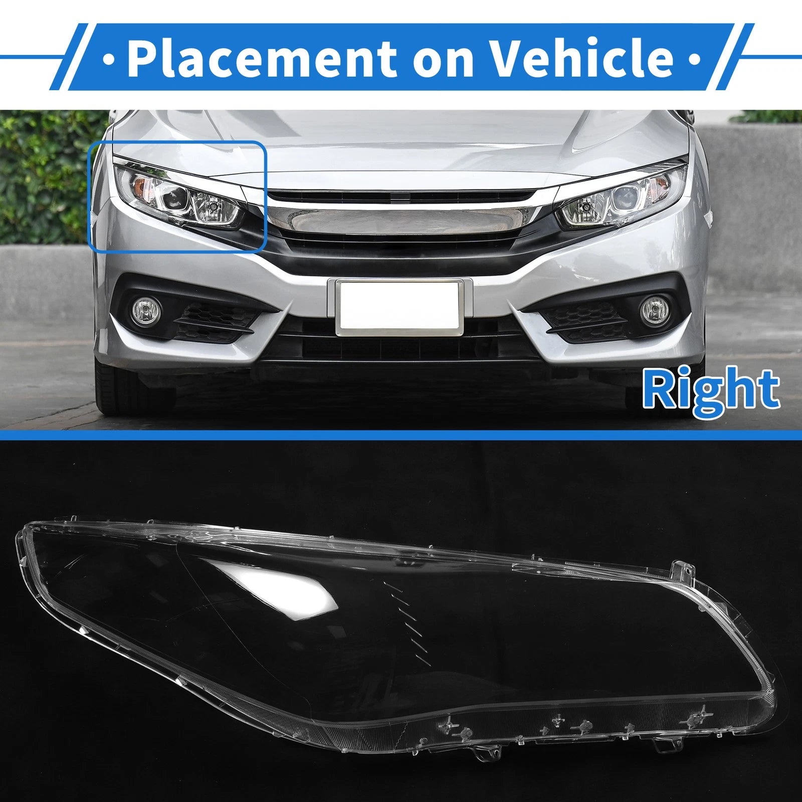 Headlight Lens Cover for Hyundai Sonata (2015–2017) PC Clear