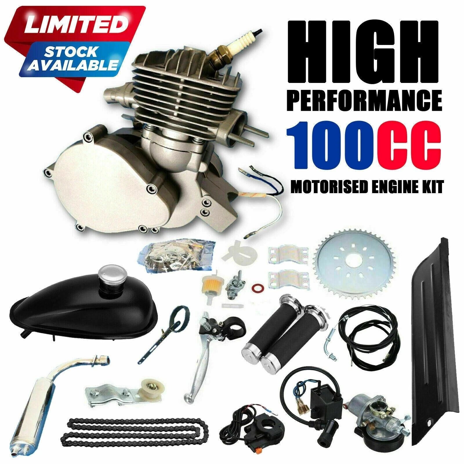TDR MOTO 100cc 2-Stroke Engine Kit for Motorized Bicycle