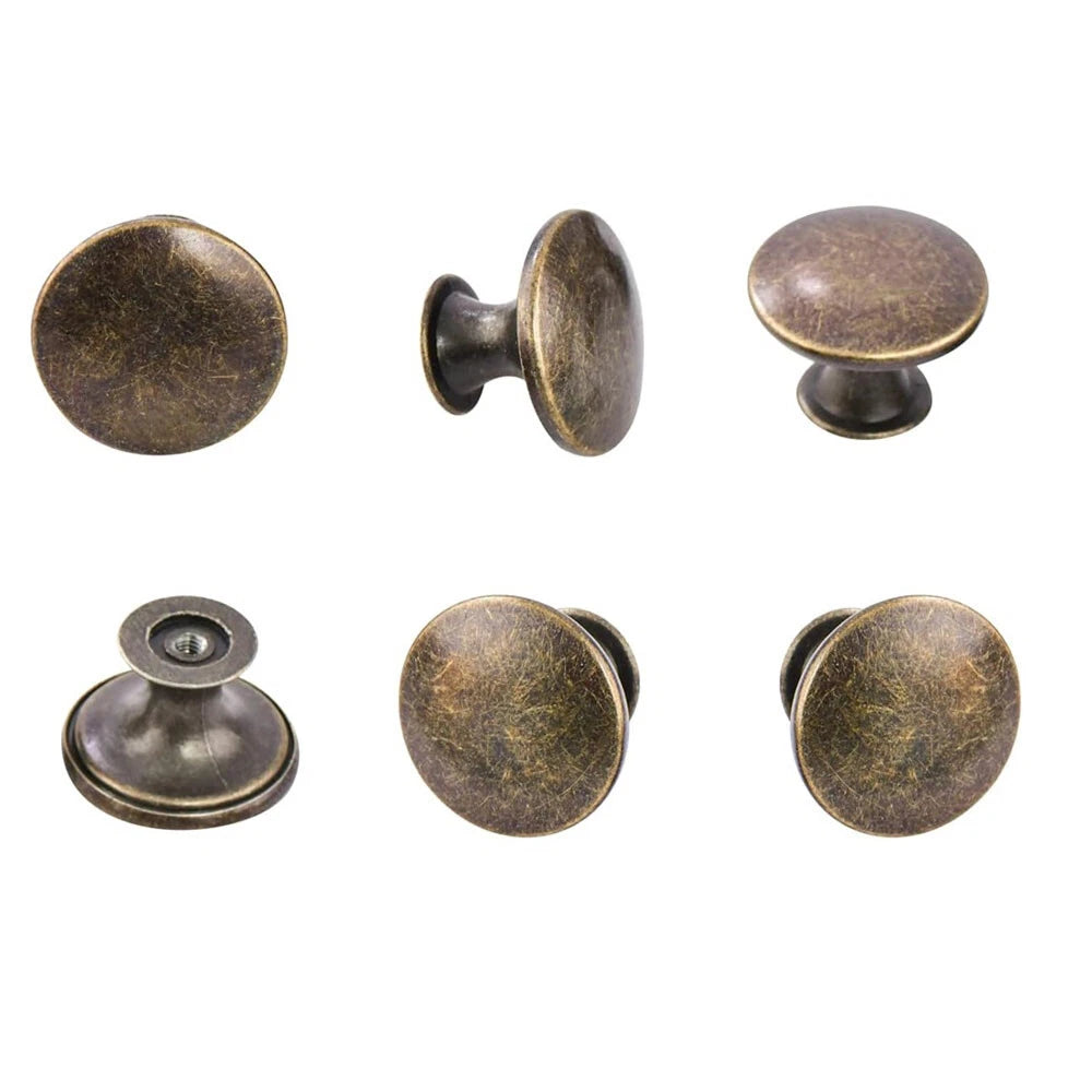 Set of 6 Vintage Round Cupboard Drawer Knobs Pulls Hardware